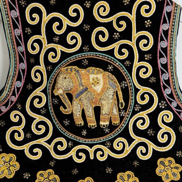 Vintage Carol Horn Workshop Embellished Velvet Elephant Appliqué Vest One Size - Picture 5 of 8